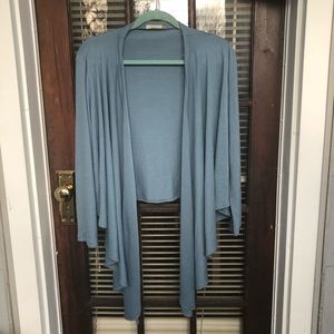 Blue front draping sweater